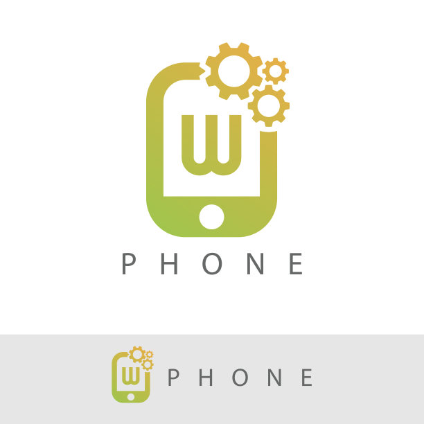 手机齿轮初始字母W图标设计图片下载