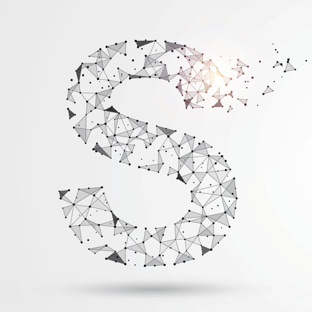 点线连接组成英文字母，字体设计。素材图片