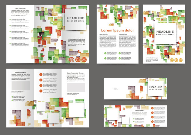 一套彩色抽象的宣传册模板图片下载