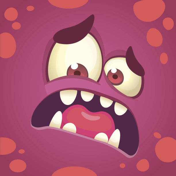 卡通愤怒的怪物脸。矢量万圣节红色怪物害怕。怪物面具图片下载