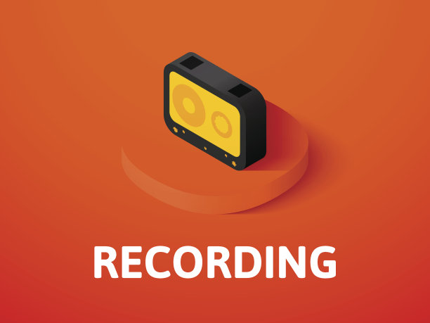 记录等距图标，孤立在彩色背景上图片下载