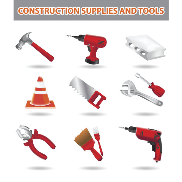 收集建筑用品和工具图片下载