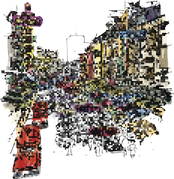 泰国风格的速写市场。图片下载