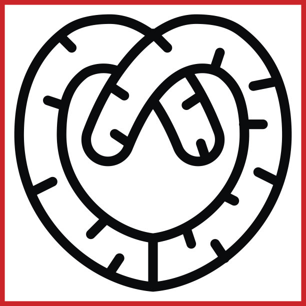 图标插图的椒盐卷饼食品，在平线/轮廓描边图标风格。图片下载