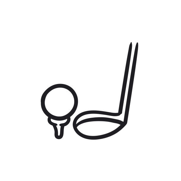 高尔夫球和推杆素描图标图片下载