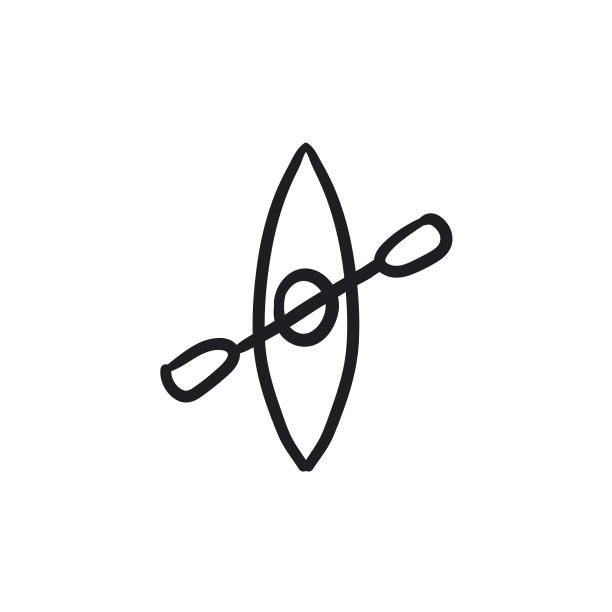 皮划艇与桨素描图标图片下载