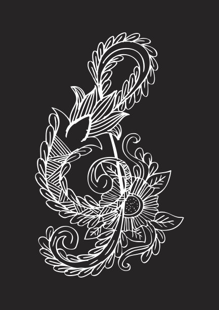 音乐键涂鸦风格。手绘插图素材图片