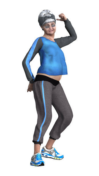 3D渲染年长妇女在白色上锻炼图片下载