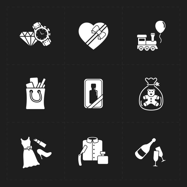 礼品平面轮廓店的图标设置图片下载