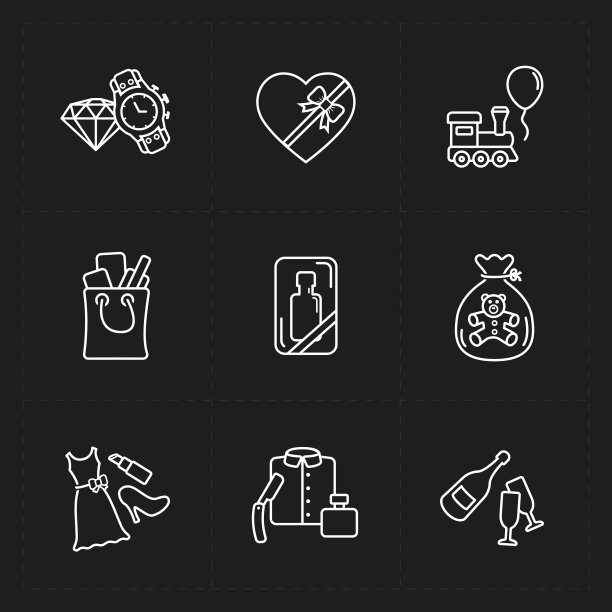 礼品平面轮廓店的图标设置图片下载