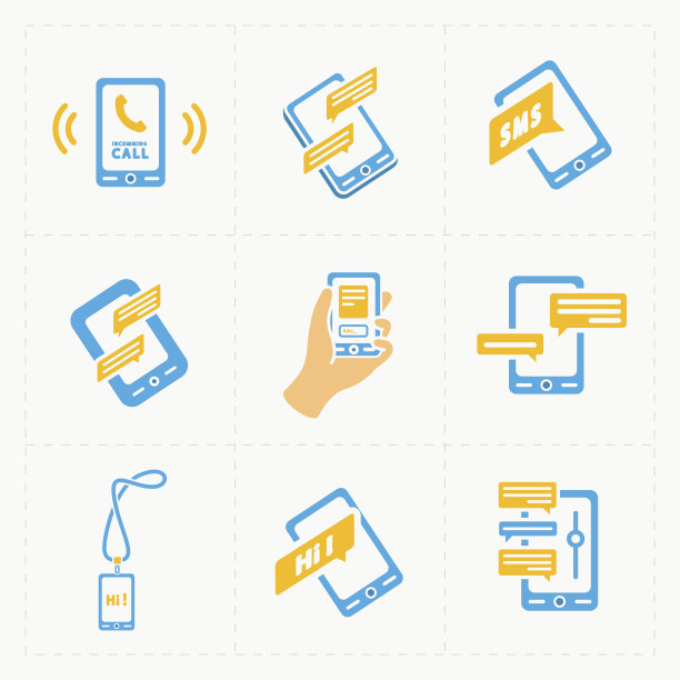 多彩的平面社交图标集图片下载