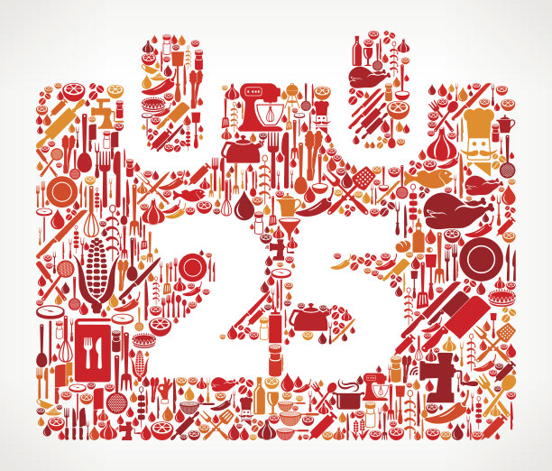 25圣诞烹饪和食物矢量图标模式图片下载