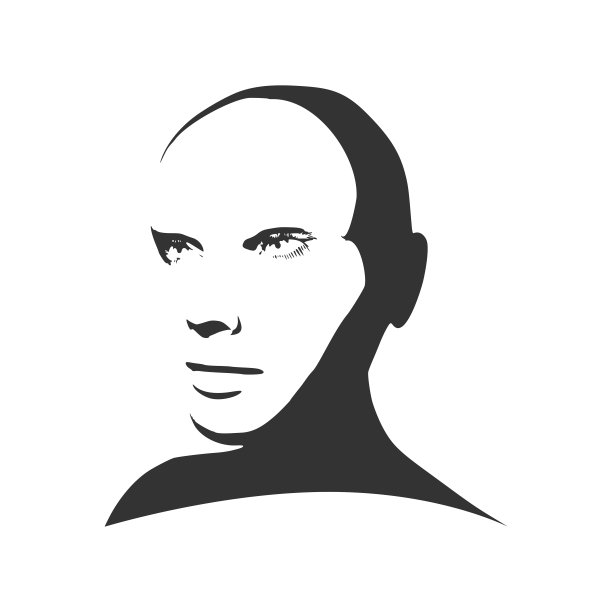 一个女性头部的剪影。脸半转视图。图片下载