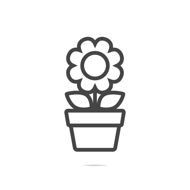 花在花盆矢量图标图片下载