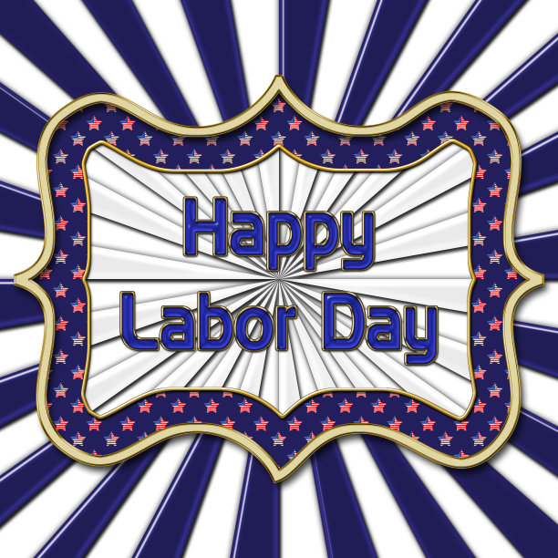 劳动节快乐，亮蓝色的文字，白色的背景。图片下载