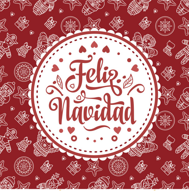 圣诞快乐。西班牙语圣诞贺卡。图片下载