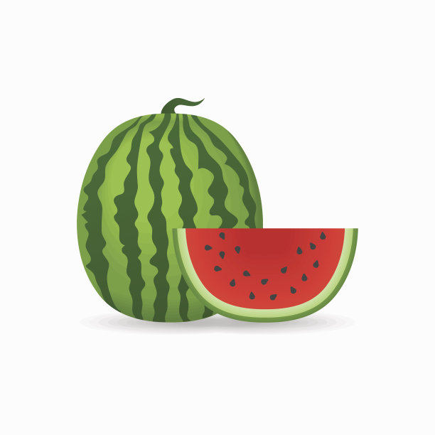整个和切片的西瓜孤立在白色的背景。图片下载