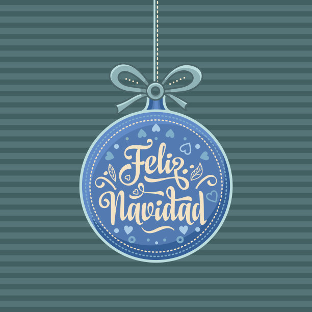 圣诞快乐。西班牙语圣诞贺卡。图片下载