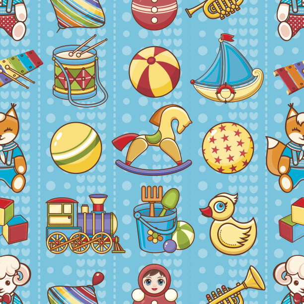儿童玩具无缝图案。设计元素图片下载