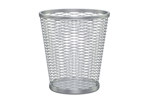 空的金属垃圾桶，3D渲染孤立的白色背景图片下载