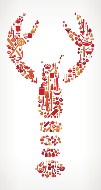 龙虾烹饪和食物矢量图标模式图片下载