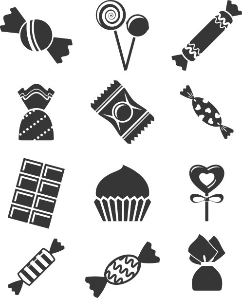 糖果和糖果图标。图片下载