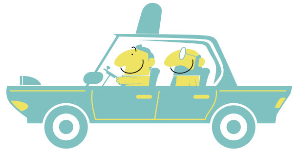 出租车司机和微笑的商人(男人)在车里(开车，接机)图片下载