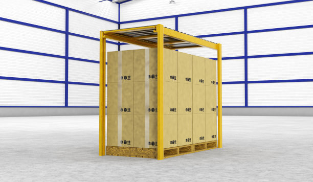 在现代化的仓库里，一排排的货架和盒子图片下载