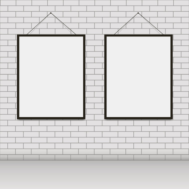 现实的矢量空白框架挂在砖墙上图片下载