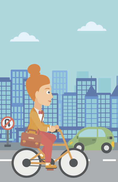 女性骑车上班图片下载
