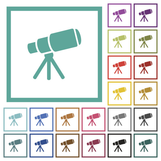 太空望远镜平面颜色图标象限框架图片下载