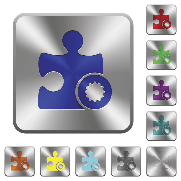 认证插件圆形方形钢按钮图片下载