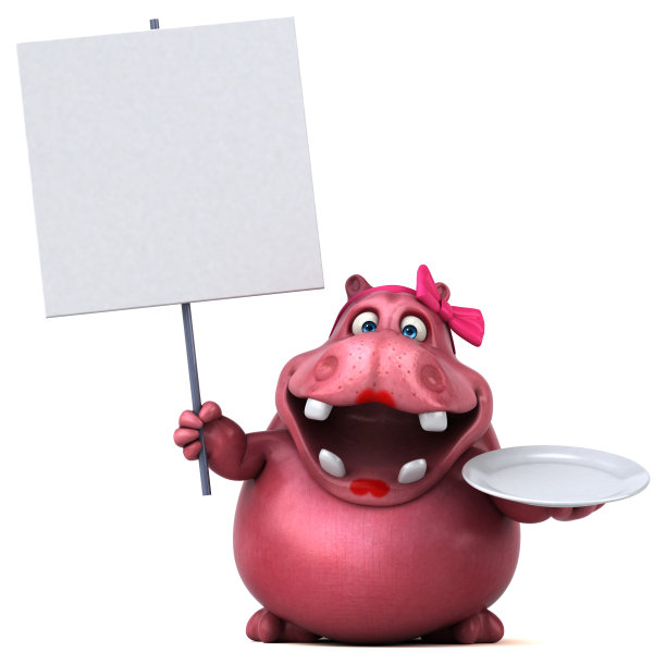 粉色河马- 3D插图图片下载