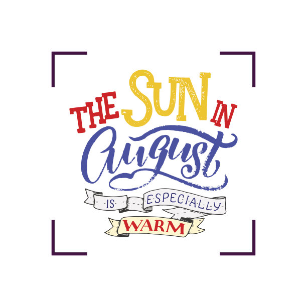 可爱的极简主义海报与短语关于八月。手写的夏季字母孤立的背景。字母引用，字母组成图片下载