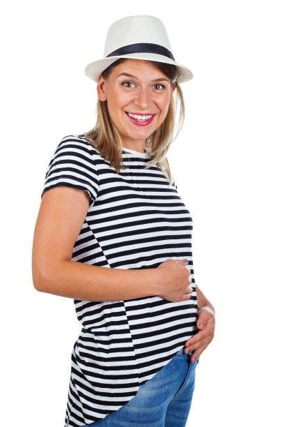 年轻的临时母亲在前三个月-孤立图片下载