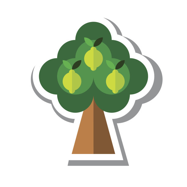 柠檬树图标在平坦的风格图片下载