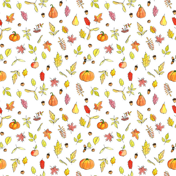 秋季涂鸦无缝图案图片下载