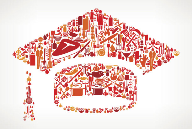 毕业帽烹饪和食物矢量图标图案图片下载