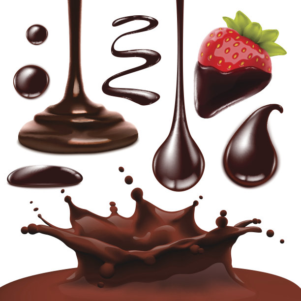 向量巧克力孤立物体大集合。设计使用的现实插图素材图片