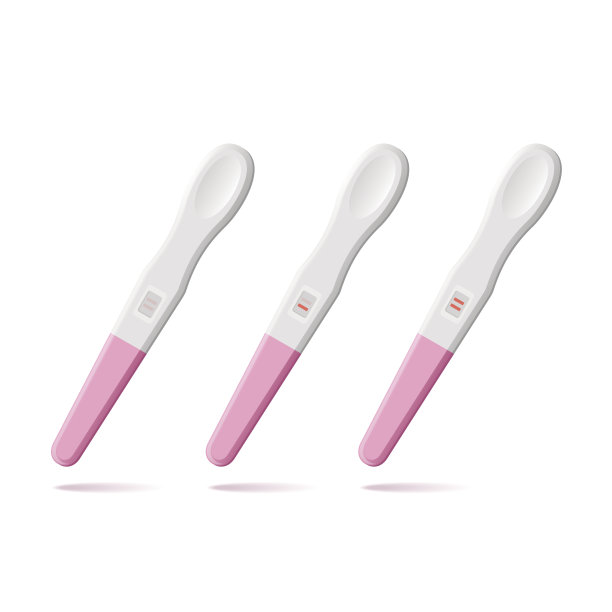 怀孕测试集。积极和消极的结果。向量图片下载