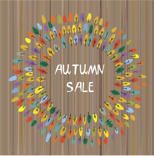 秋天的销售背景与树木为公园或营地。矢量图图片下载