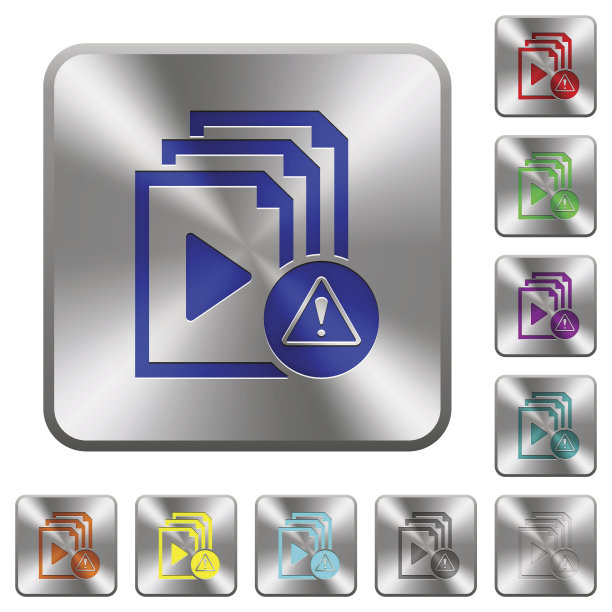 播放列表警告圆形方形钢按钮图片下载