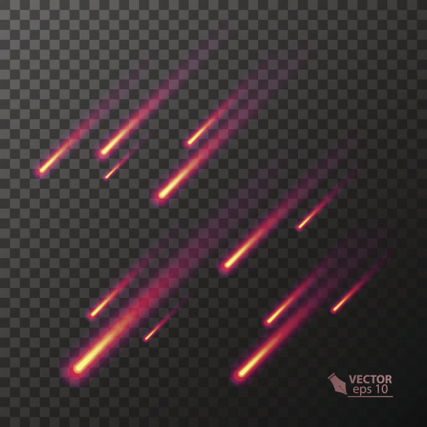 一套飞行彩色燃烧彗星。矢量图图片下载