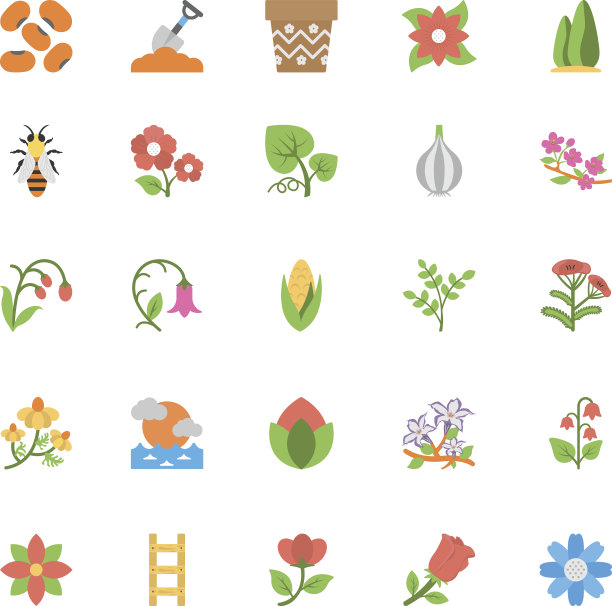 自然与生态平面彩色图标图片下载