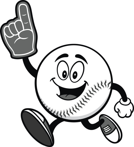 棒球吉祥物与泡沫手指运行插图图片下载