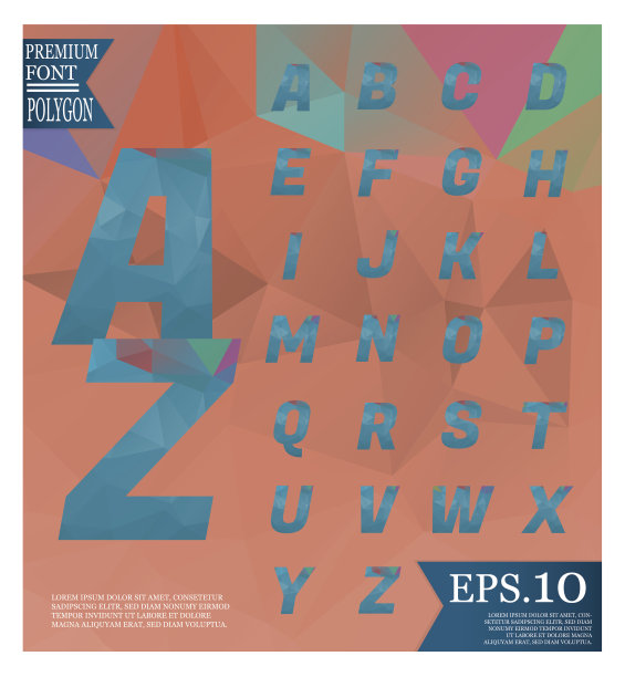 字体低聚在背景上全颜色的几何形状图案。三角形马赛克eps.10图片下载