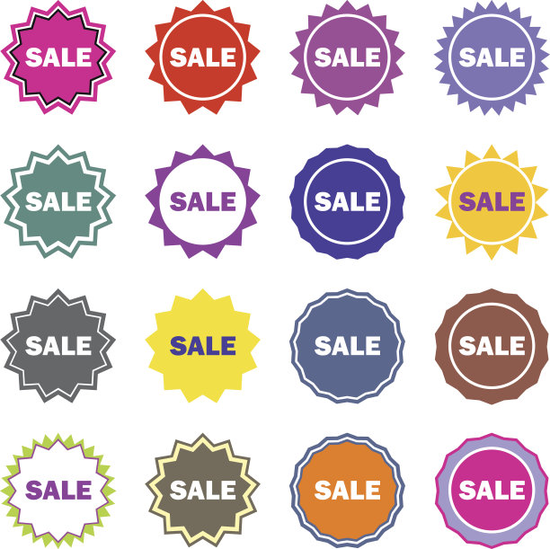 销售图标、标志和横幅。折扣特别优惠，矢量符号的百分比，销售广告或黑色星期五。图片下载