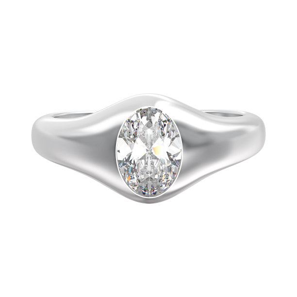 3D插图白金或银经典戒指与钻石图片下载