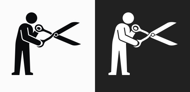 丝带切割图标上的黑色和白色矢量背景图片下载