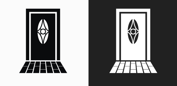 门图标上的黑色和白色矢量背景图片下载